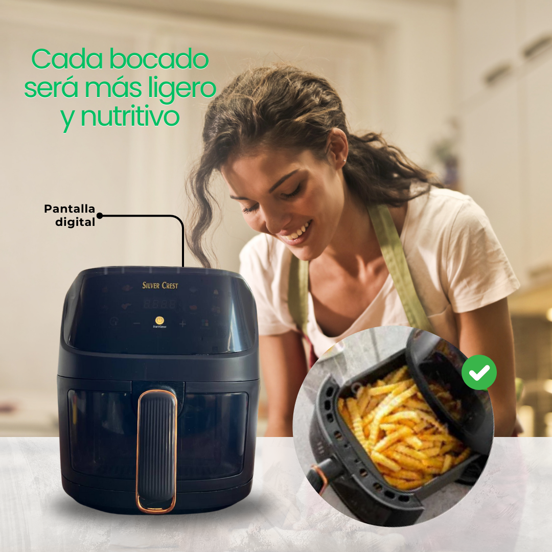 FREIDORA DE AIRE SILVER CREST 10L 110V + 6 SILICONAS ¡REGALO!