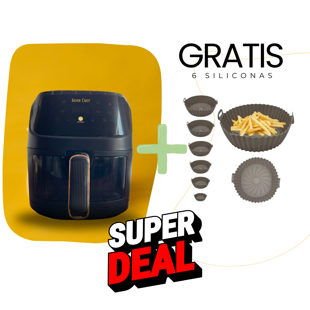FREIDORA DE AIRE SILVER CREST 10L 110V + 6 SILICONAS ¡REGALO!