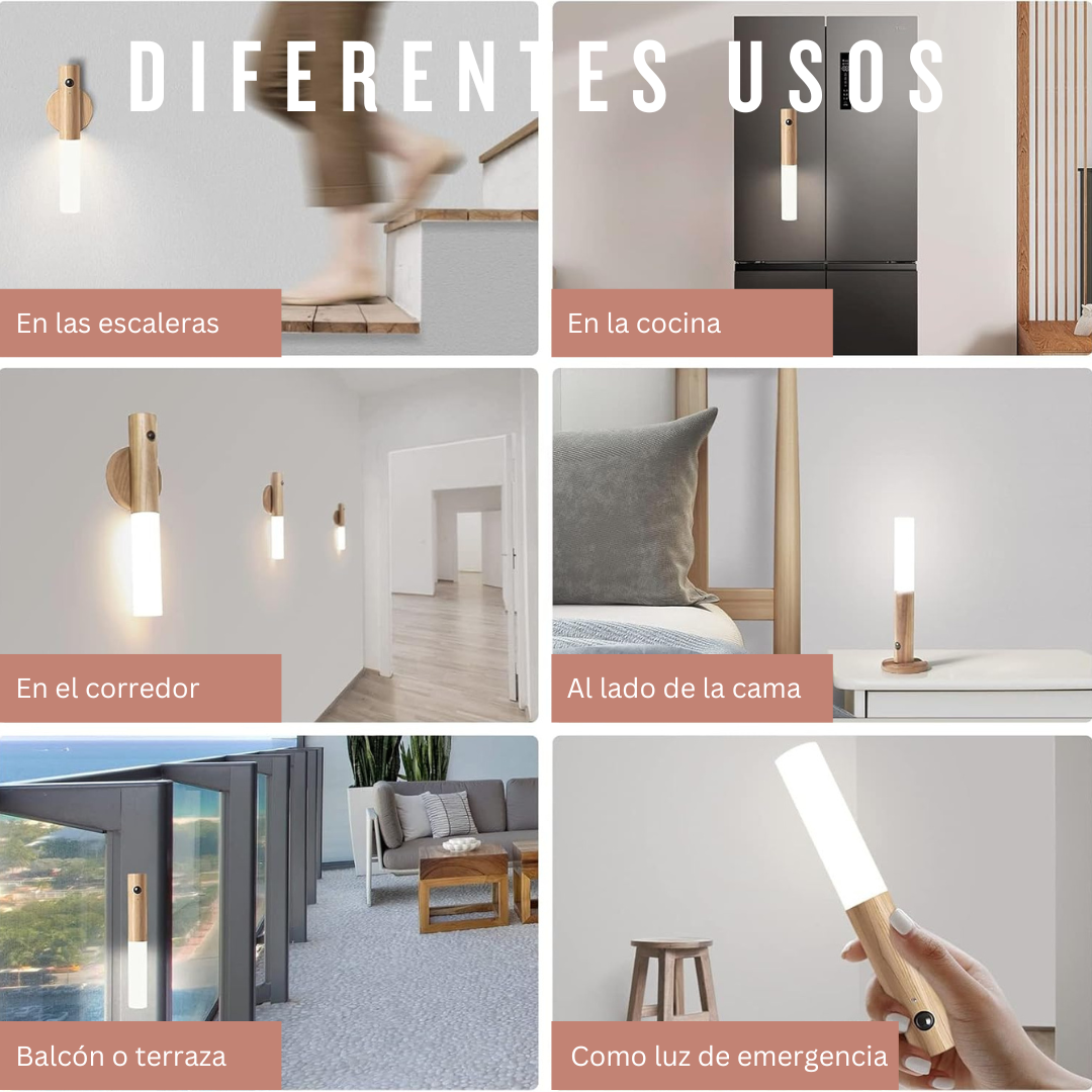 LÁMPARA DE PARED RECARGABLE USB -LUZ CALIDA