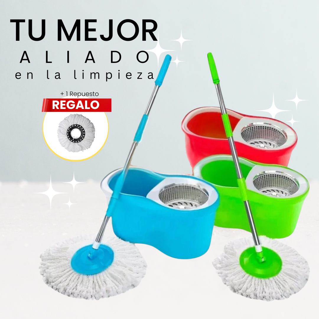 TRAPERO GIRATORIO 360° + 1 REPUESTO DE REGALO