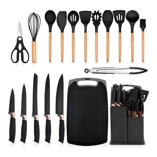 Set de 19 Utensilios de Silicona, Antiadherente y Resistente al calor